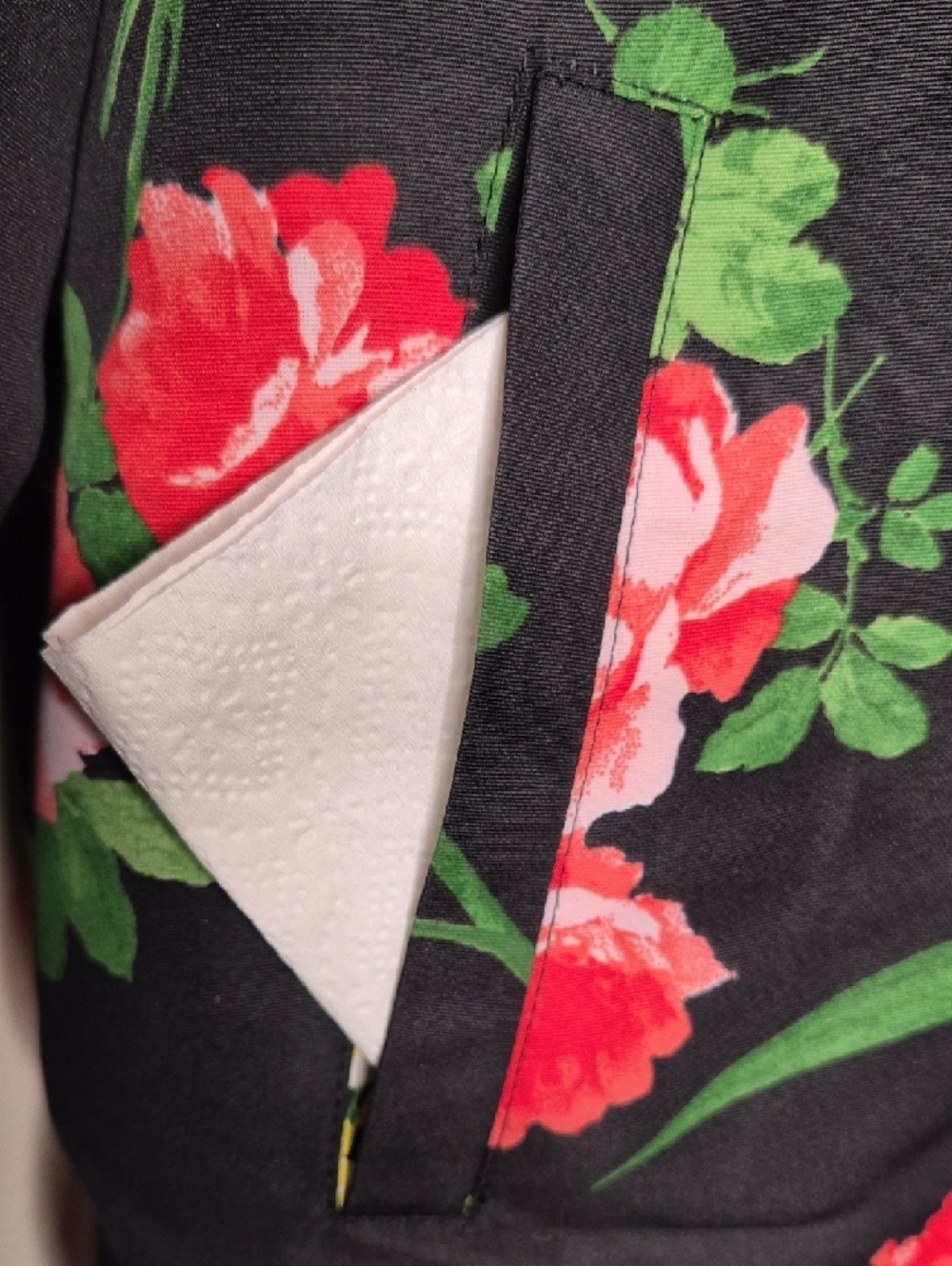 Dennis Basso Vintage  Black Floral Button-Front Trench Coat - Picture 6 of 14